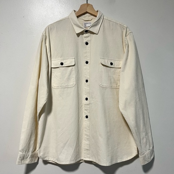 Frank And Oak Men’s Corduroy Overshirt Jacket- L - Cream Casual Utility Style - Picture 1 of 16